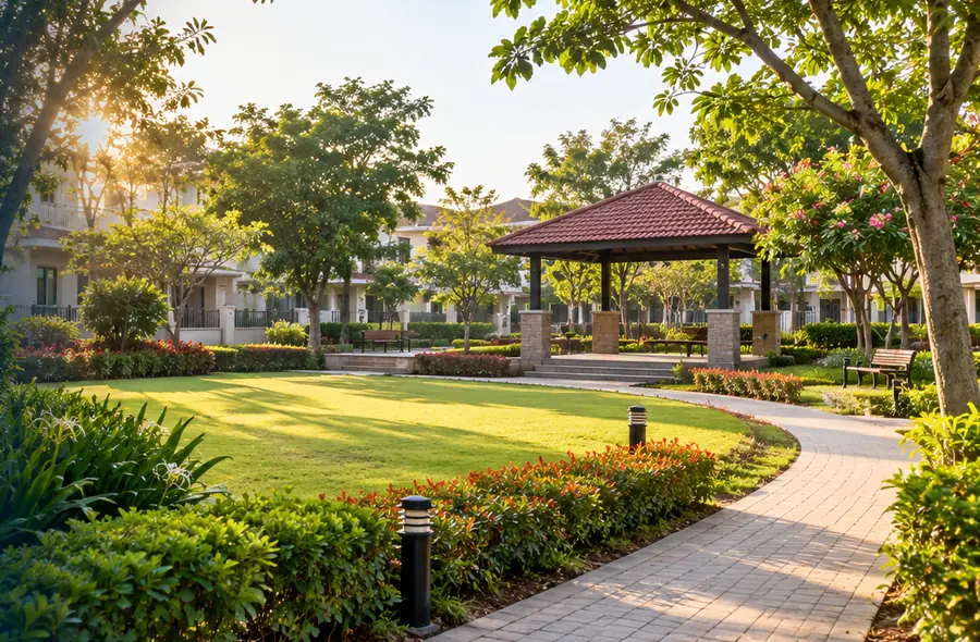 Illustrative landscaped neighbourhood park, not an original association photograph